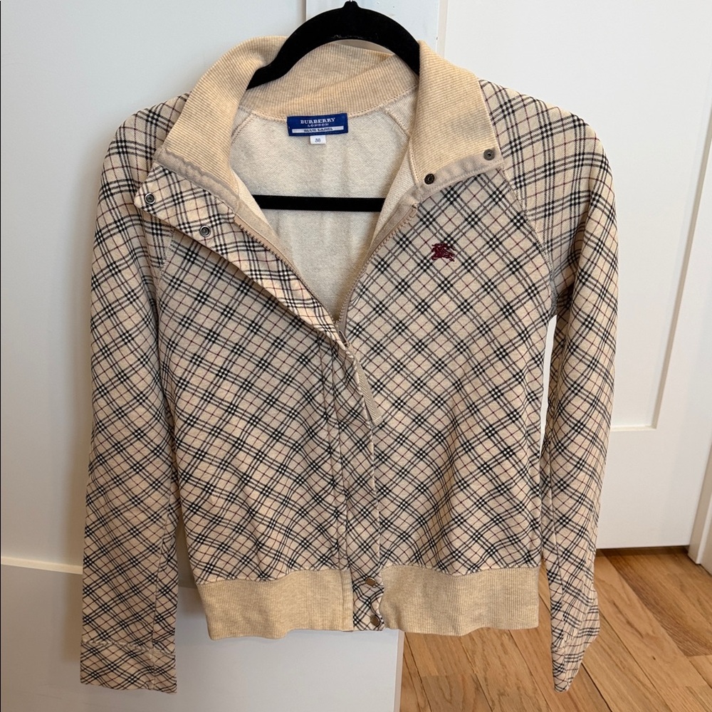 Burberry Checkered Beige and Black Zip-Up Jacket